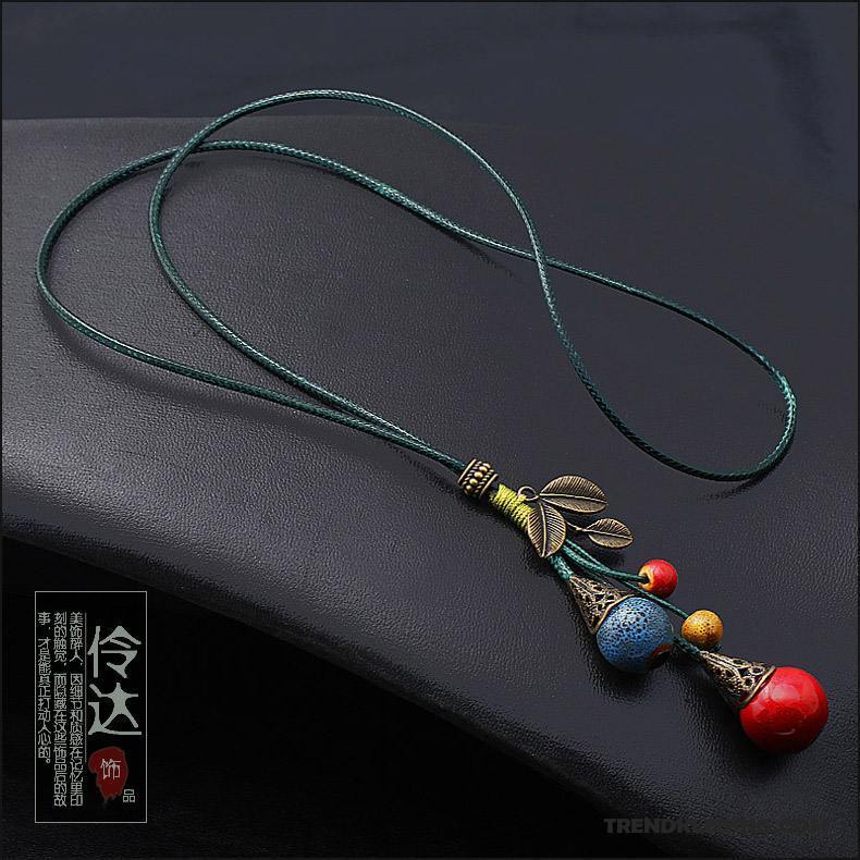 Ketting Dames Tas Keramiek Kwasten Accessoires Mode Europa Kleur Blauw Rood