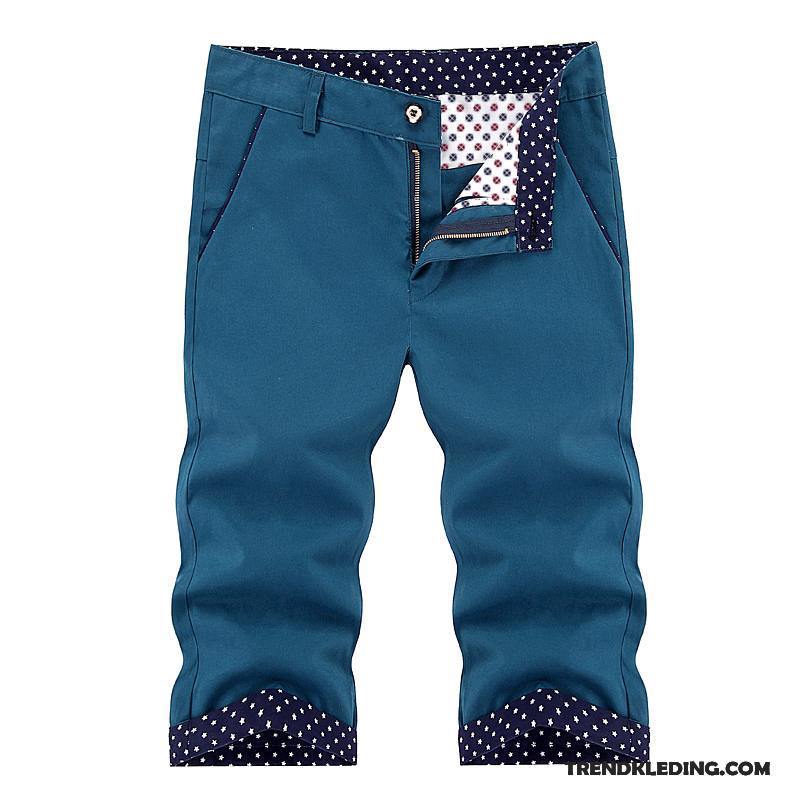 Korte Broek Heren Casual Broek Dun Zomer 2018 Katoen Capri Broek Marineblauw Groen