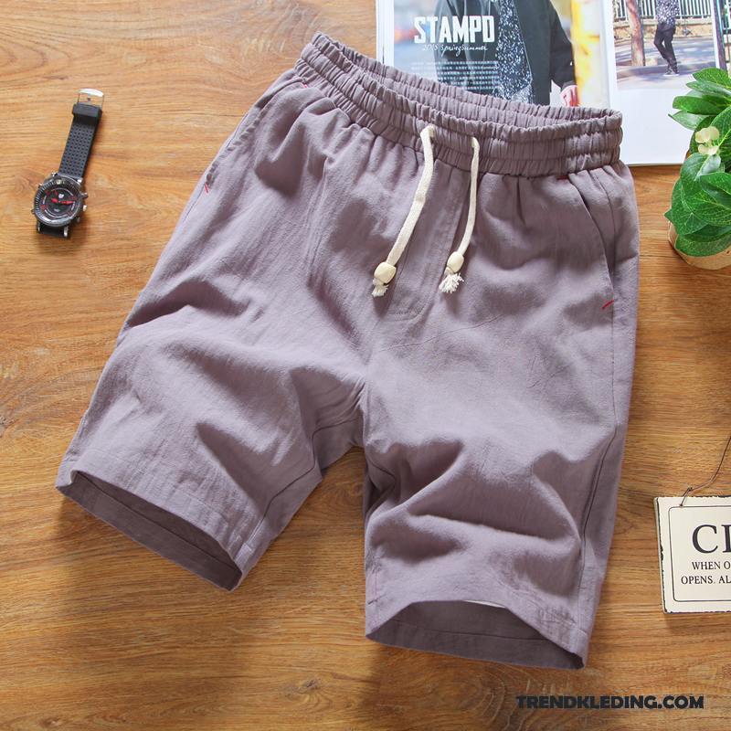 Korte Broek Heren Casual Mannelijk Sport Zomer Losse Trend Effen Kleur Zandkleur Grijs