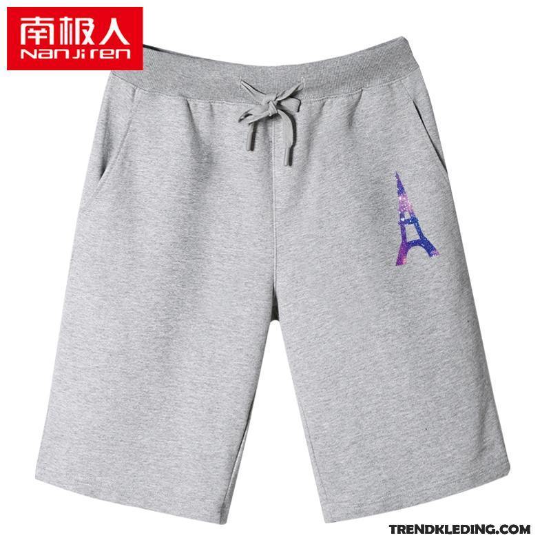 Korte Broek Heren Eenvoudige Sport Losse Running Mannelijk Casual Effen Kleur Grijs