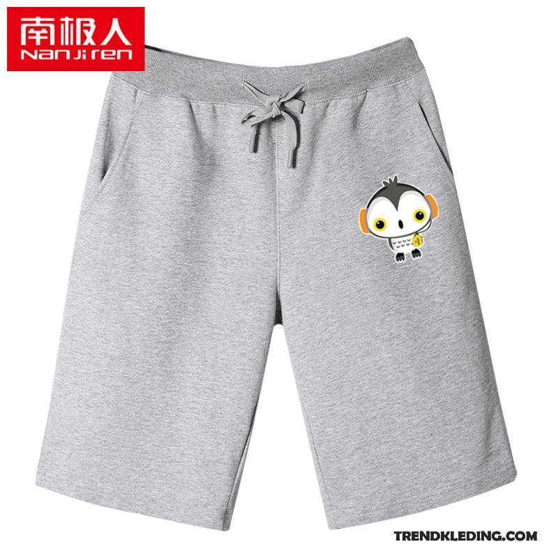 Korte Broek Heren Eenvoudige Sport Losse Running Mannelijk Casual Effen Kleur Grijs