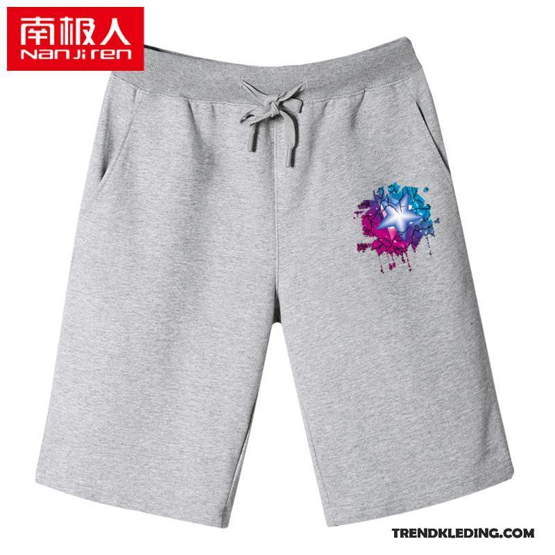Korte Broek Heren Eenvoudige Sport Losse Running Mannelijk Casual Effen Kleur Grijs