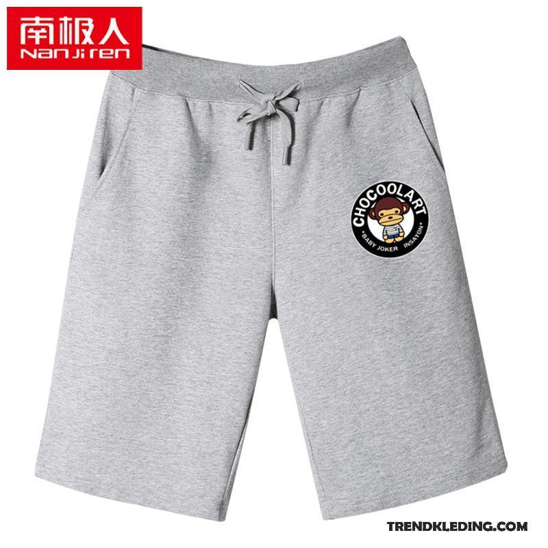 Korte Broek Heren Eenvoudige Sport Losse Running Mannelijk Casual Effen Kleur Grijs