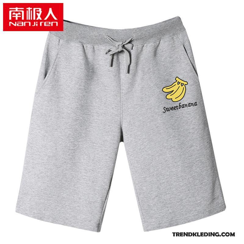 Korte Broek Heren Eenvoudige Sport Losse Running Mannelijk Casual Effen Kleur Grijs