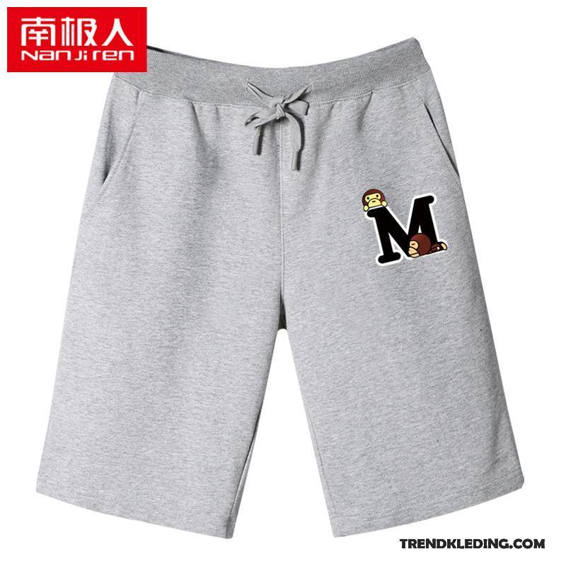 Korte Broek Heren Eenvoudige Sport Losse Running Mannelijk Casual Effen Kleur Grijs