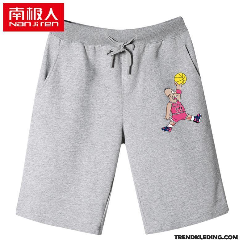 Korte Broek Heren Eenvoudige Sport Losse Running Mannelijk Casual Effen Kleur Grijs