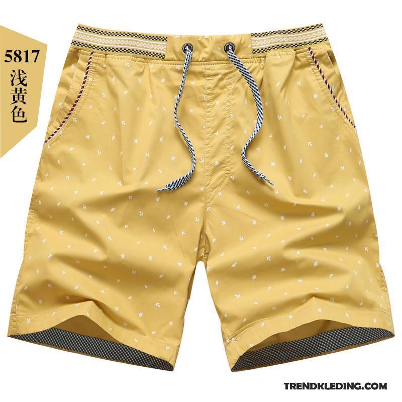Korte Broek Heren Sport Katoen Losse Casual Groot Mannelijk Oranje Zandkleur Geel