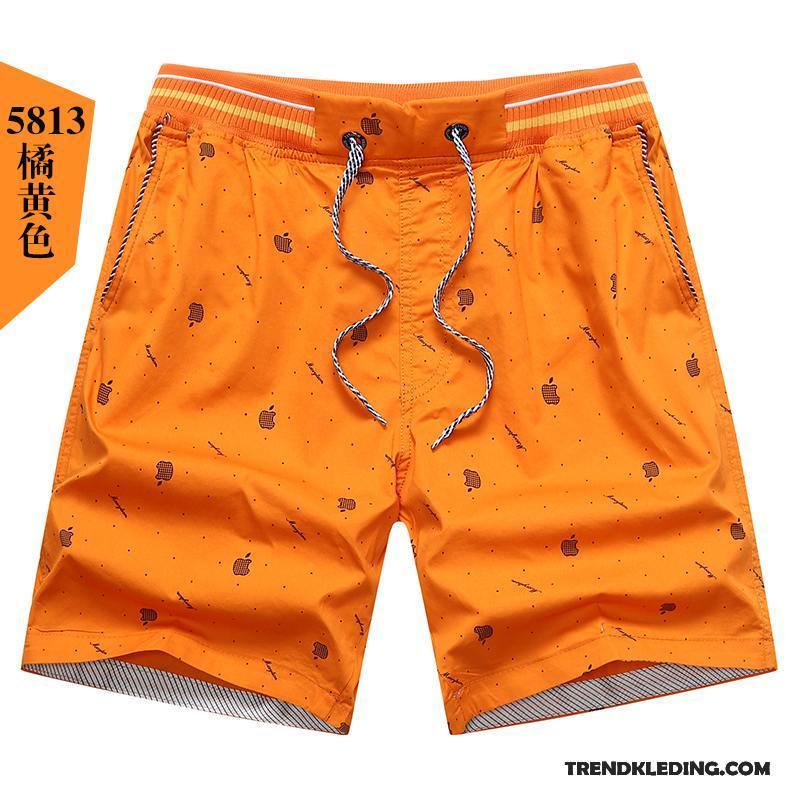 Korte Broek Heren Sport Katoen Losse Casual Groot Mannelijk Oranje Zandkleur Geel