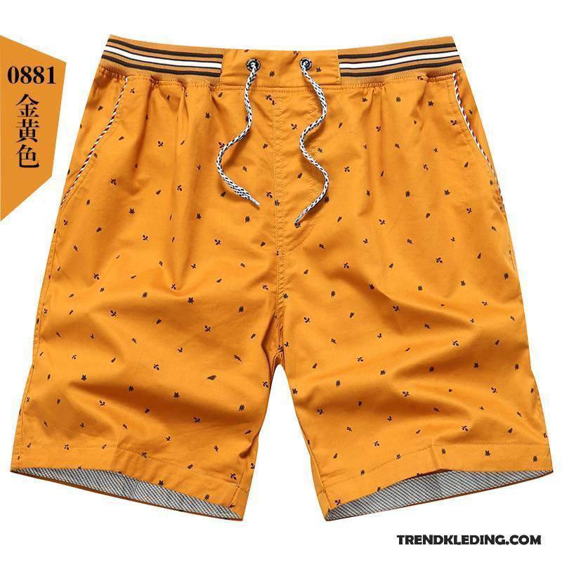 Korte Broek Heren Sport Katoen Losse Casual Groot Mannelijk Oranje Zandkleur Geel