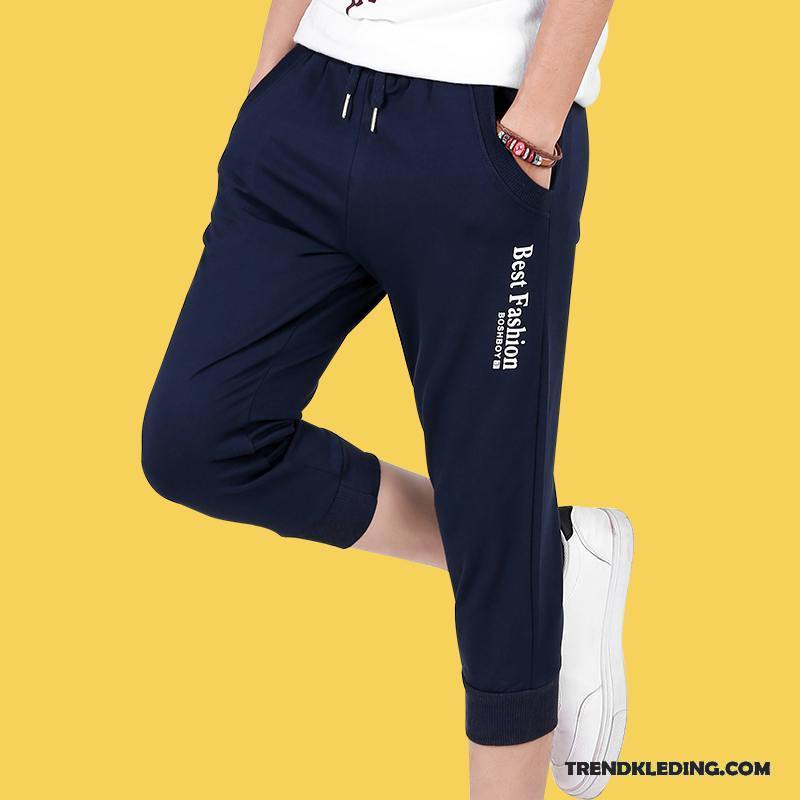 Korte Broek Heren Student Capri Broek Jeugd Casual Zomer Middelbare School Marineblauw