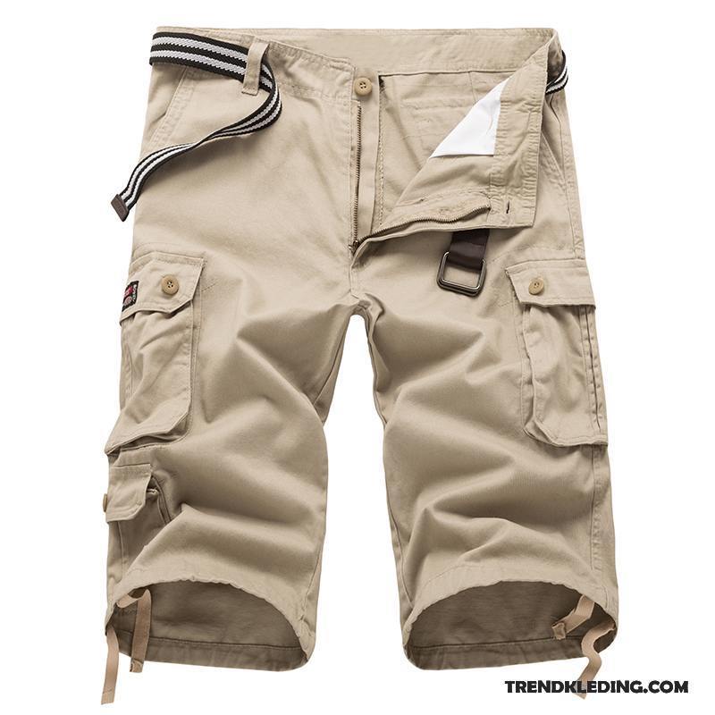 Korte Broek Heren Trend Jeugd Grote Maten Capri Broek Zomer Cargo Zandkleur Beige