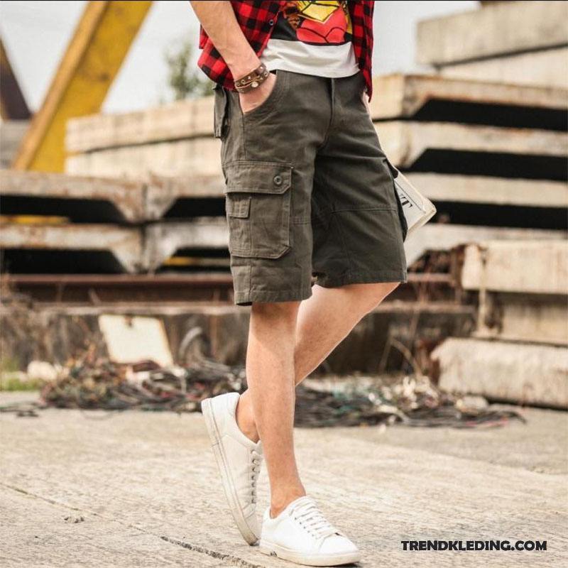 Korte Broek Heren Zomer Meer Zakken Cargo Trend Mannelijk Casual Broek Camouflage Kaki Zandkleur