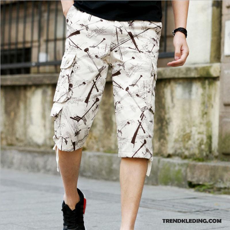 Korte Broek Heren Zomer Meer Zakken Cargo Trend Mannelijk Casual Broek Camouflage Kaki Zandkleur