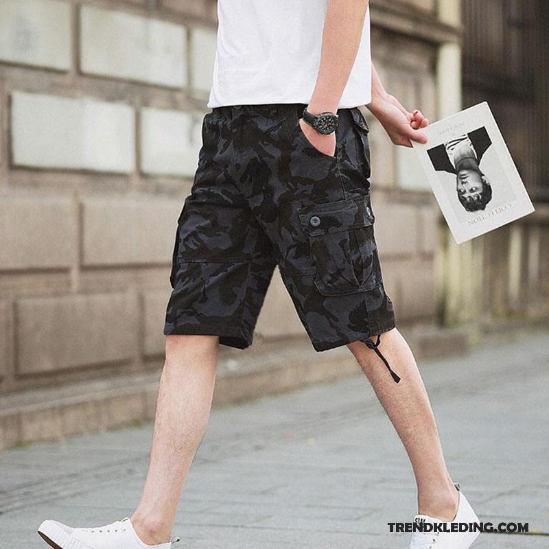 Korte Broek Heren Zomer Meer Zakken Cargo Trend Mannelijk Casual Broek Camouflage Kaki Zandkleur