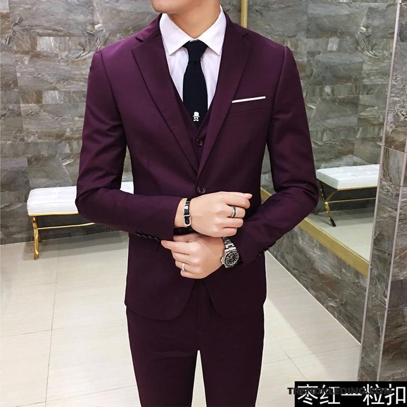 Kostuum Pak Heren Blazer Bruiloft Slim Fit Bedrijf Mannelijk Werk Blauw