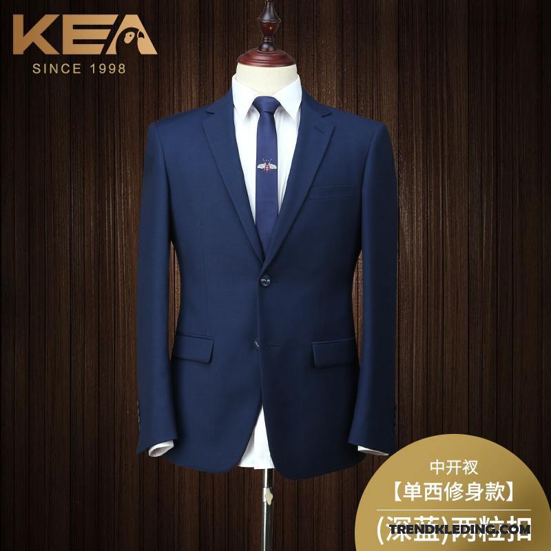 Kostuum Pak Heren Jasje Jeugd Casual Bedrijf Blazer Slim Fit Zwart