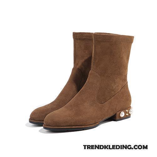 Laarsjes Dames Herfst Suede Korte Laarzen Plat Vrouwen Schoenen Grijs