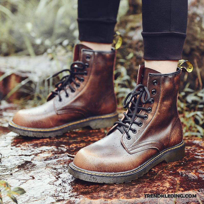 Laarzen Heren Pluche Mannen Schoenen Martin Laarzen Winter Echt Leer Rood