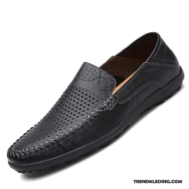 Leren Schoenen Heren Echt Leer Casual Mocassin Slip On Trend Voorjaar Bruine