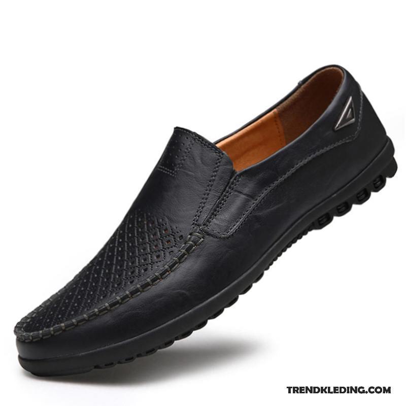 Leren Schoenen Heren Echt Leer Casual Mocassin Slip On Trend Voorjaar Bruine