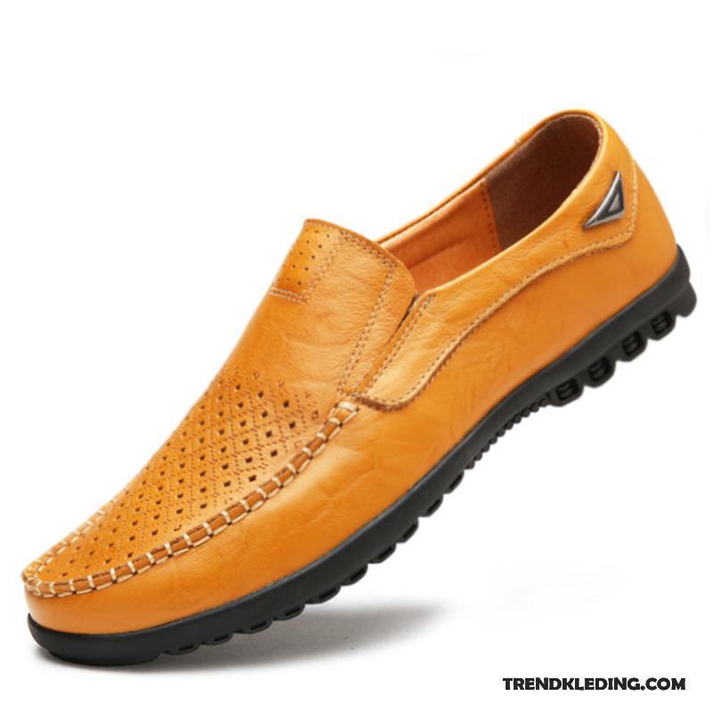 Leren Schoenen Heren Echt Leer Casual Mocassin Slip On Trend Voorjaar Bruine