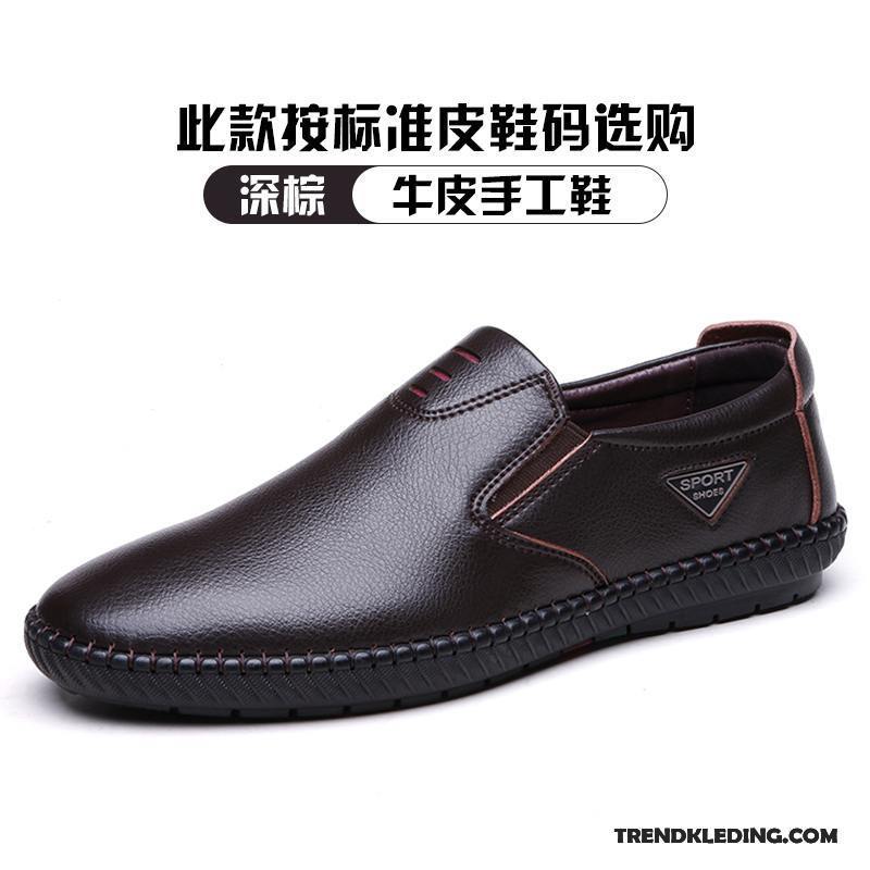 Leren Schoenen Heren Echt Leer Mannen Ademende Voorjaar Zachte Zolen Slip On