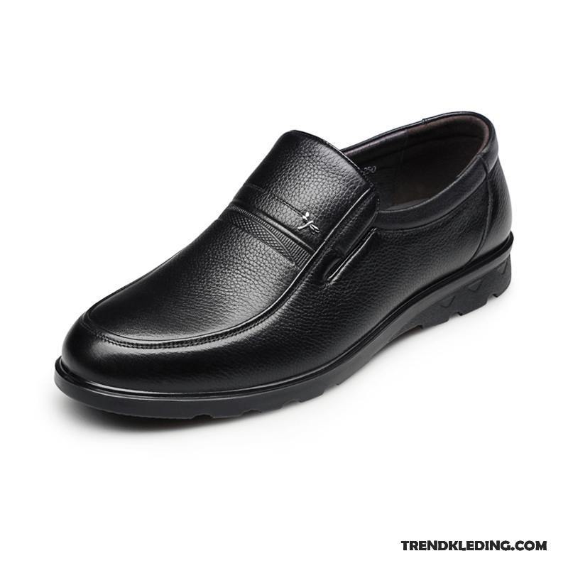 Leren Schoenen Heren Mannen Echt Leer Bedrijf Casual Slip On Echte Rood Zwart