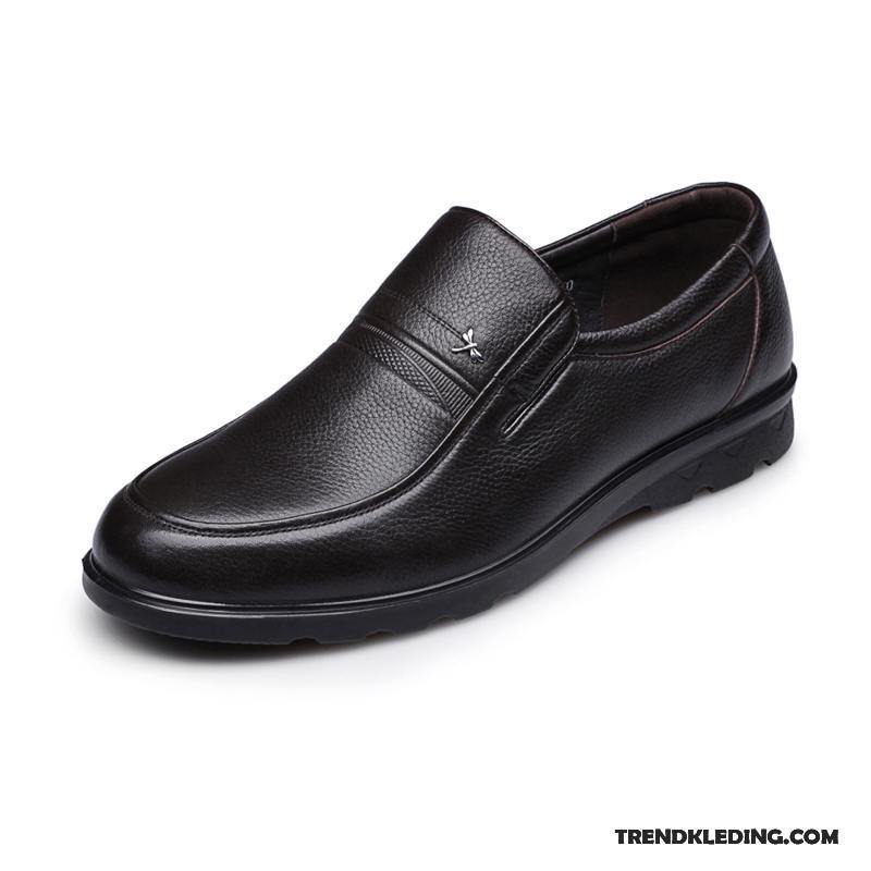 Leren Schoenen Heren Mannen Echt Leer Bedrijf Casual Slip On Echte Rood Zwart