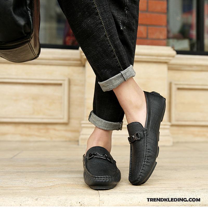 Leren Schoenen Heren Mode Mocassin Zomer Echt Leer Trend Slip On Wit