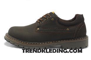 Leren Schoenen Heren Outdoor Dikke Zool Groot Echt Leer Brits Laag Bruine