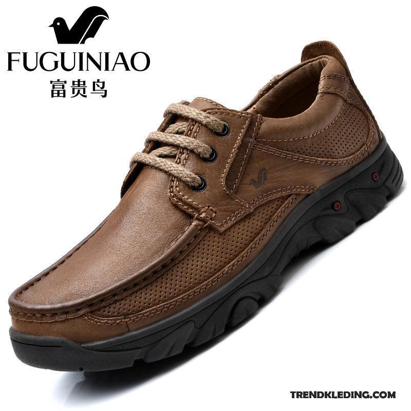 Leren Schoenen Heren Outdoor Mannen Leer Reis Brits Casual Bruine