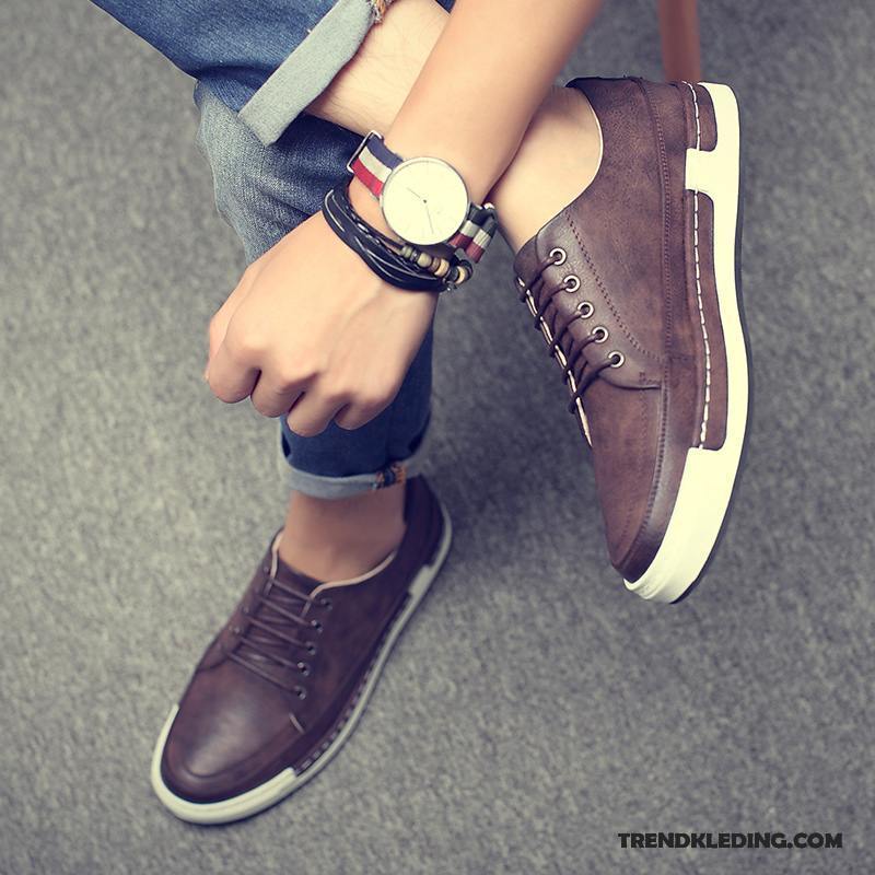 Leren Schoenen Heren Skateboard Schoenen Loafers Casual Trend Ademende 2018 Bruine