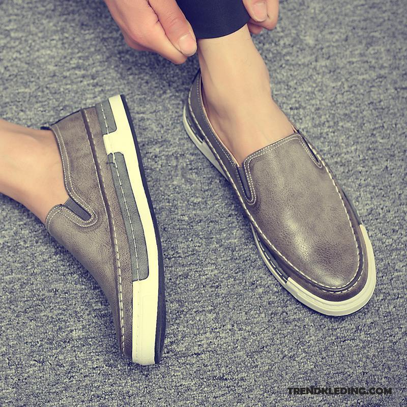 Leren Schoenen Heren Skateboard Schoenen Loafers Casual Trend Ademende 2018 Bruine