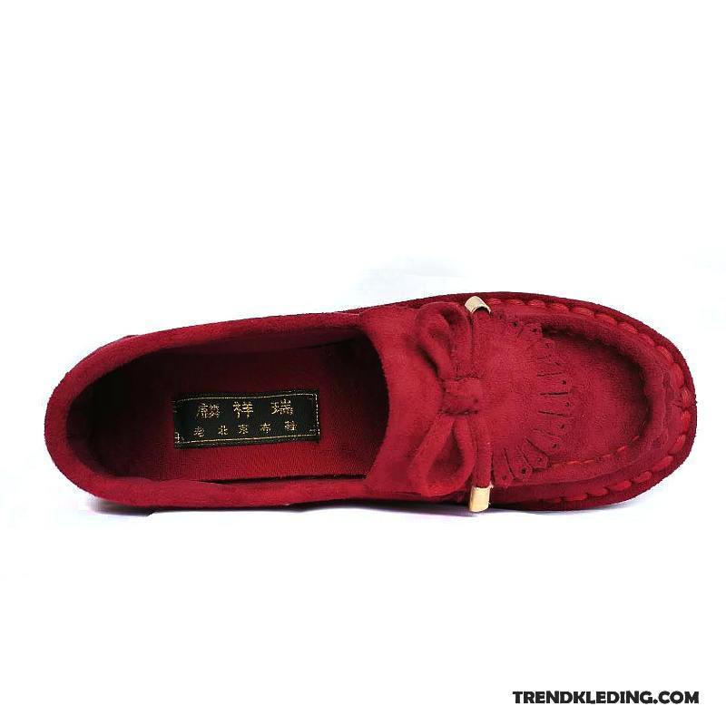 Mocassins Dames Textiel Vlinderdas Schoenen Casual Bootschoenen Vrouwen Rode Wijn