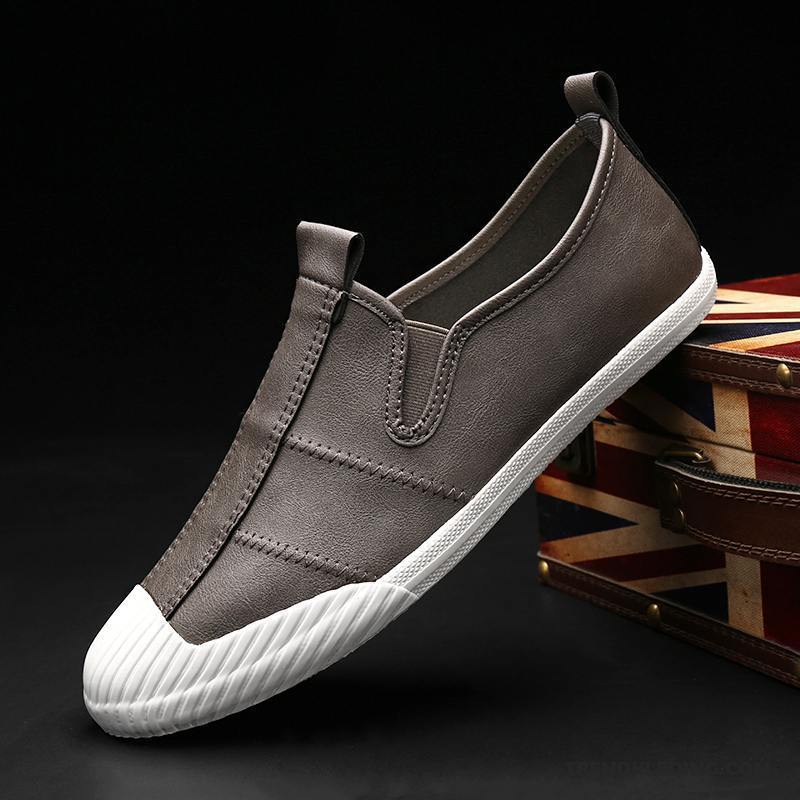 Mocassins Heren 2018 Casual Leren Schoenen Slip On Leer Mannen Zwart