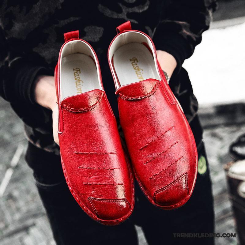 Mocassins Heren 2018 Schoenen Casual Leren Schoenen Trend Voorjaar Rood