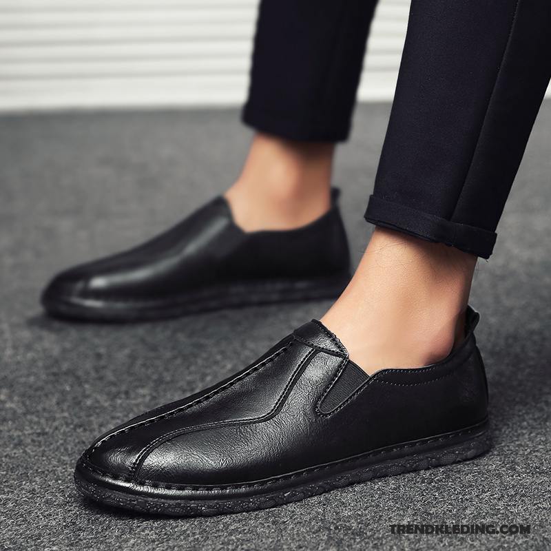 Mocassins Heren Bootschoenen Alle Wedstrijden Slip On Leren Schoenen Casual 2018 Zwart