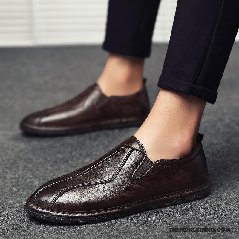 Mocassins Heren Bootschoenen Alle Wedstrijden Slip On Leren Schoenen Casual 2018 Zwart