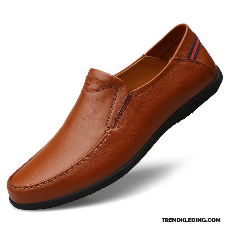 Mocassins Heren Bootschoenen Casual Echt Leer Leren Schoenen Slip On Trend Zwart