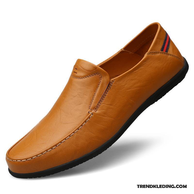 Mocassins Heren Bootschoenen Casual Echt Leer Leren Schoenen Slip On Trend Zwart