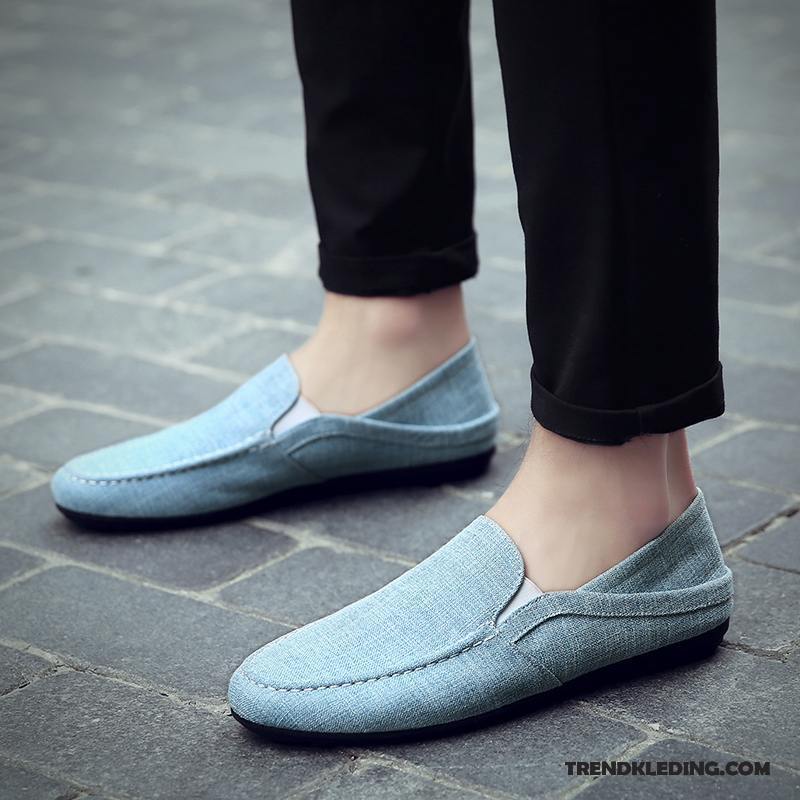 Mocassins Heren Bootschoenen Trend Slip On Mannen Textiel Zomer Lichtblauw