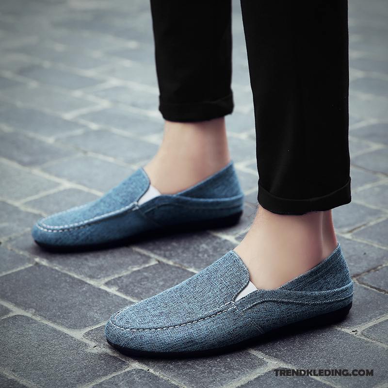 Mocassins Heren Bootschoenen Trend Slip On Mannen Textiel Zomer Lichtblauw