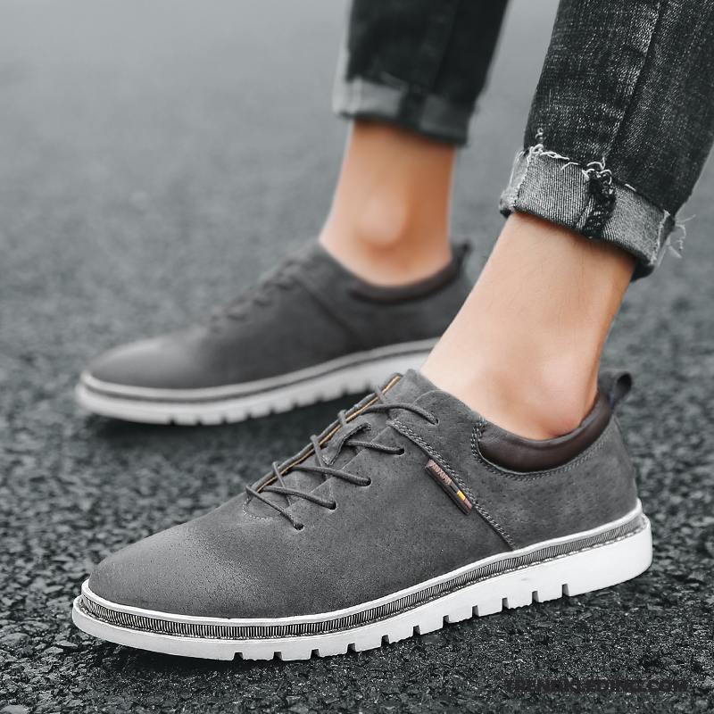 Mocassins Heren Casual Bootschoenen Mannen Voorjaar 2018 Leren Schoenen Grijs