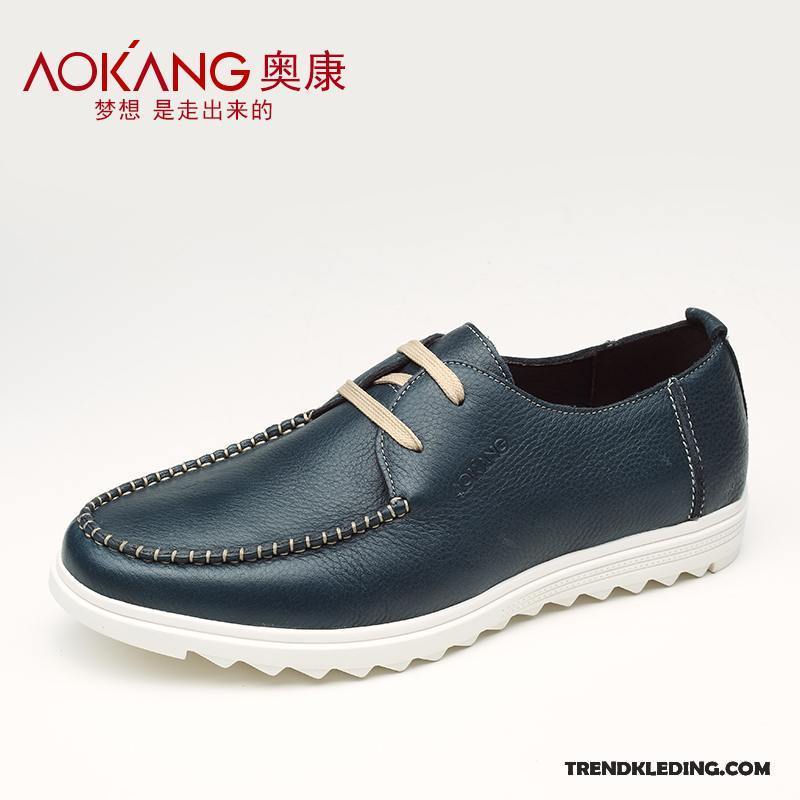 Mocassins Heren Casual Comfortabele Bedrijf Echt Leer Leren Schoenen Voorjaar Marineblauw