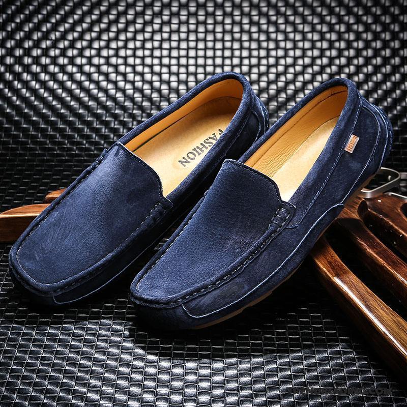 Mocassins Heren Casual Slip On Driver Zachte Zolen Zomer Echt Leer Kaki