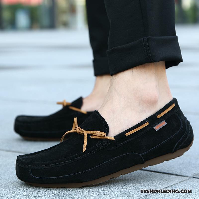 Mocassins Heren Casual Slip On Driver Zachte Zolen Zomer Echt Leer Kaki