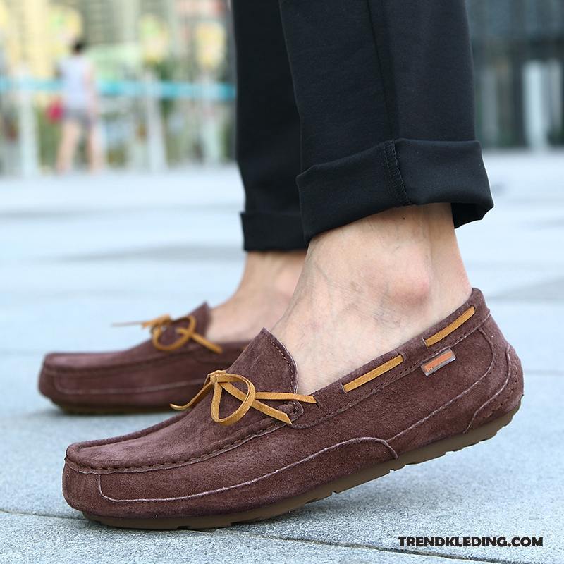 Mocassins Heren Casual Slip On Driver Zachte Zolen Zomer Echt Leer Kaki