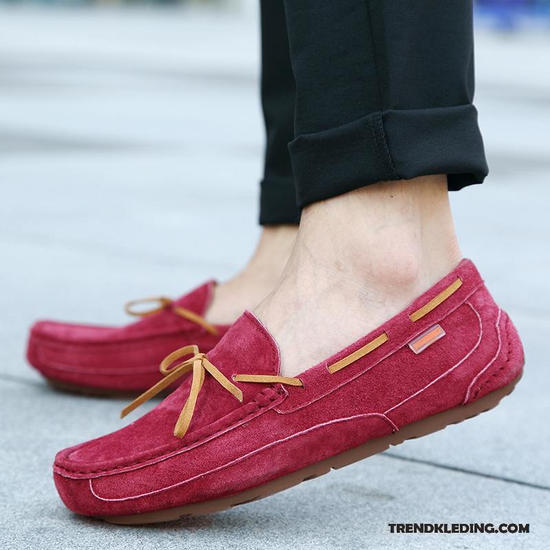 Mocassins Heren Casual Slip On Driver Zachte Zolen Zomer Echt Leer Kaki