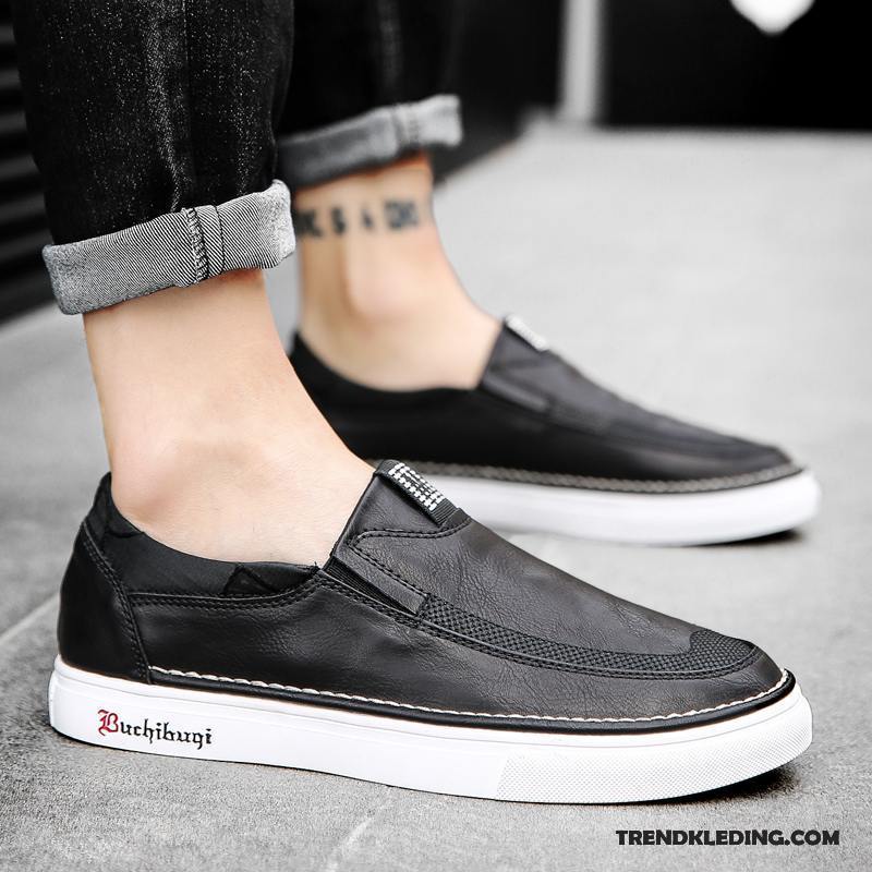 Mocassins Heren Casual Zomer Leren Schoenen Skateboard Schoenen Brits 2018 Zwart