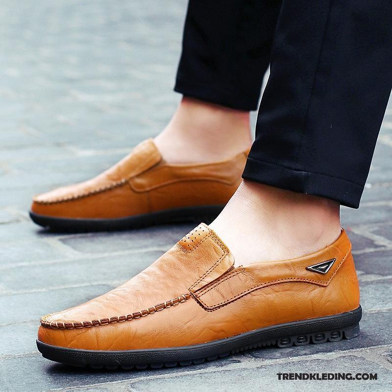 Mocassins Heren Echt Leer Bootschoenen Bedrijf 2018 Casual Slip On Geel Zwart